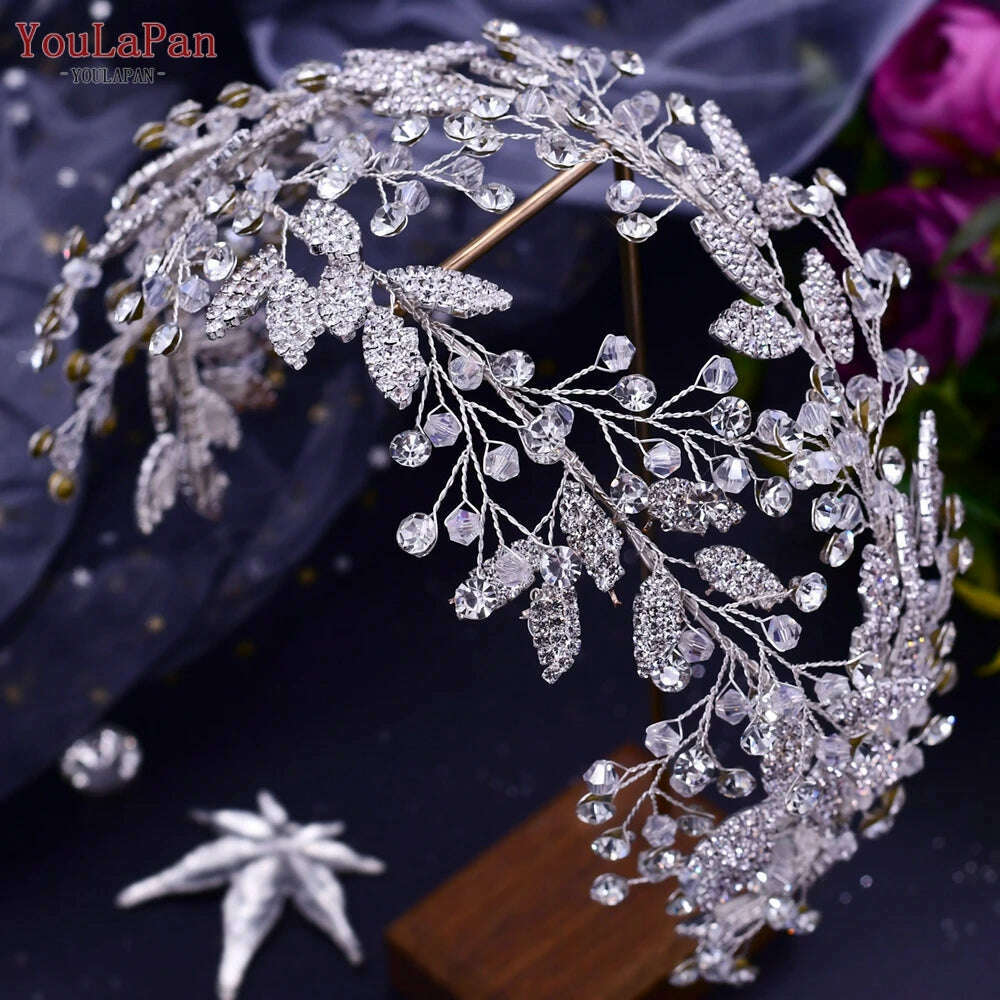 KIMLUD, YouLaPan HP419 Rhinestone Bridal Headband Woman Headpiece Wedding Hair Accessories Bride Hair Tiara and Crown Crystal Headdress, HP398-S / Headbands, KIMLUD APPAREL - Womens Clothes