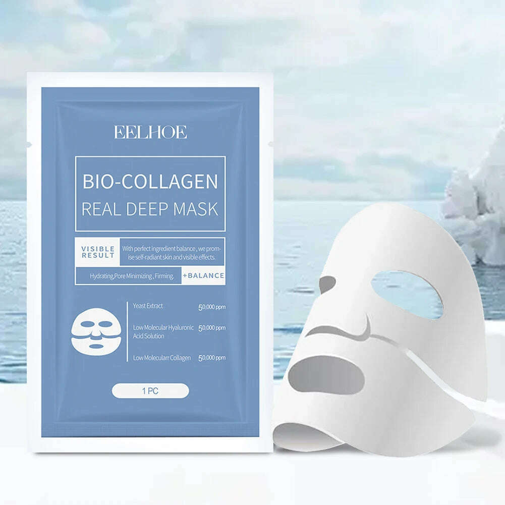 KIMLUD, 1-10pcs Bio-Collagen Real Deep Mask Soluble Collagen Sheet Mask with Hydrolyzed Collagen Moisturizing Face Mask for Skin Care, KIMLUD Womens Clothes