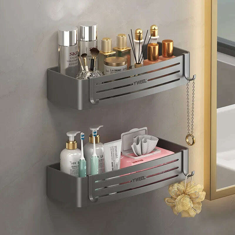 KIMLUD, 1-3 Floors Wall Mounted No Drill Bathroom Shelf Shower Shelf Makeup Organizer Shelf Shampoo Stand Bathroom Accessories, KIMLUD Womens Clothes