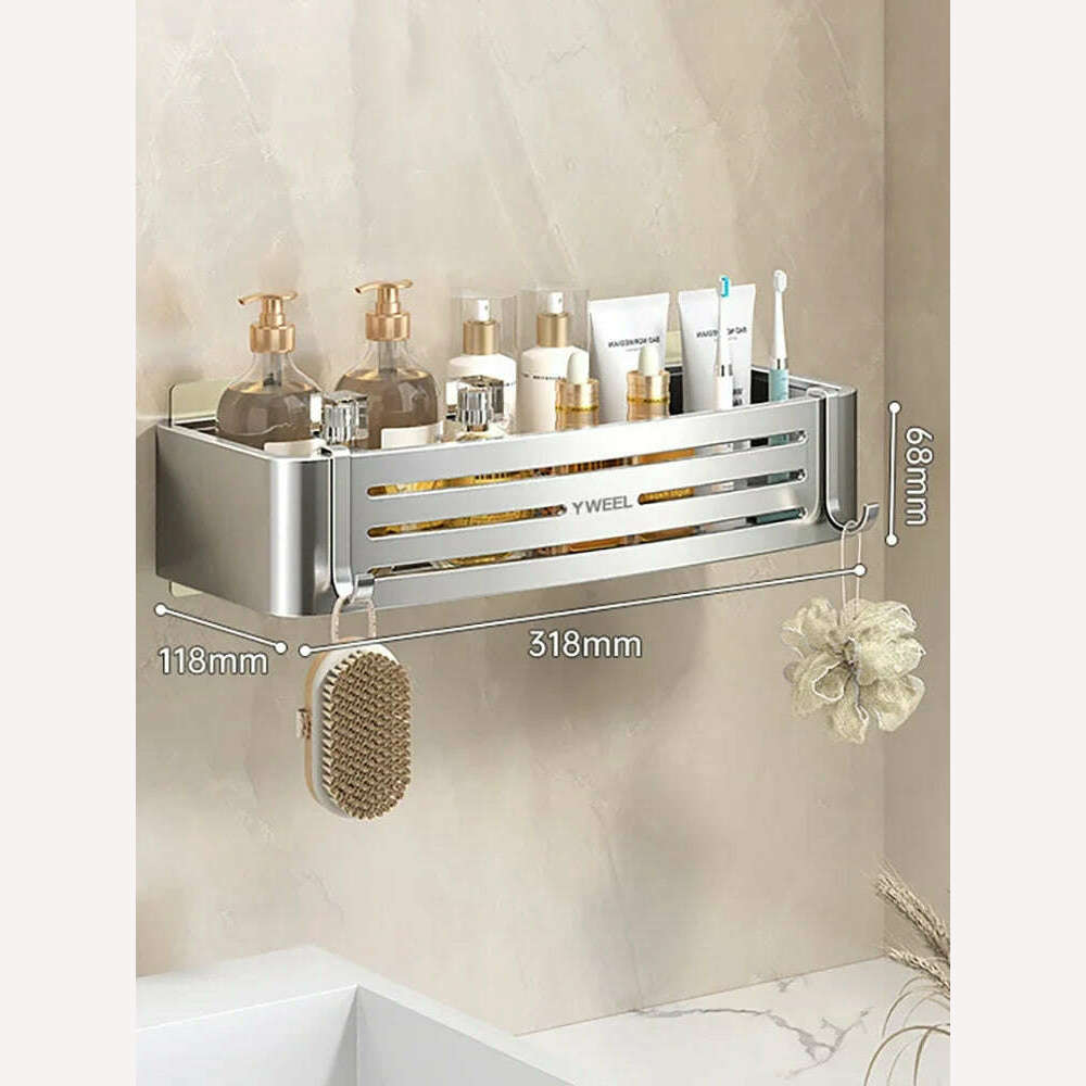 KIMLUD, 1-3 Floors Wall Mounted No Drill Bathroom Shelf Shower Shelf Makeup Organizer Shelf Shampoo Stand Bathroom Accessories, Silver A-1 PC, KIMLUD APPAREL - Womens Clothes