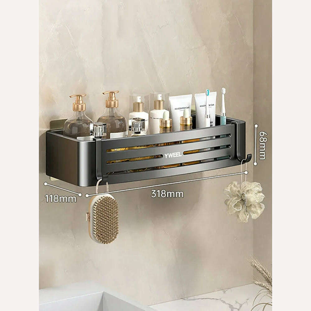 KIMLUD, 1-3 Floors Wall Mounted No Drill Bathroom Shelf Shower Shelf Makeup Organizer Shelf Shampoo Stand Bathroom Accessories, Black A-1 PC, KIMLUD APPAREL - Womens Clothes