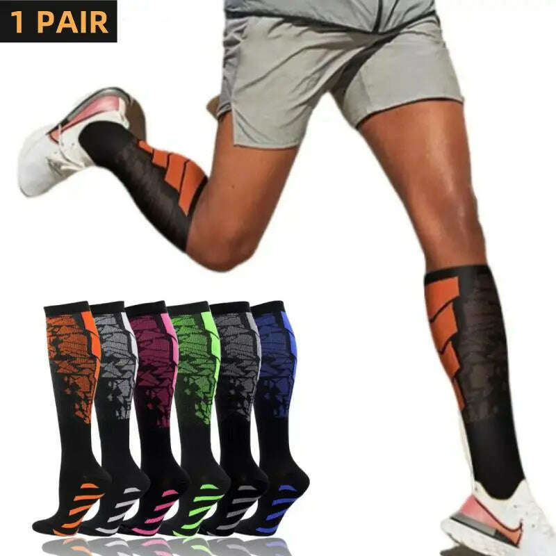 KIMLUD, 1 Pair Compression Sports Socks for Women and Men - Calf Support Socks for Running Nurses Flight Pregnancy Circulation Athletic, KIMLUD Womens Clothes