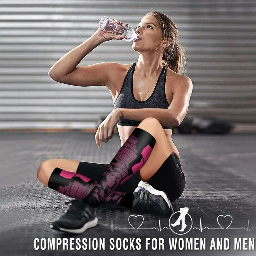 KIMLUD, 1 Pair Compression Sports Socks for Women and Men - Calf Support Socks for Running Nurses Flight Pregnancy Circulation Athletic, KIMLUD Womens Clothes