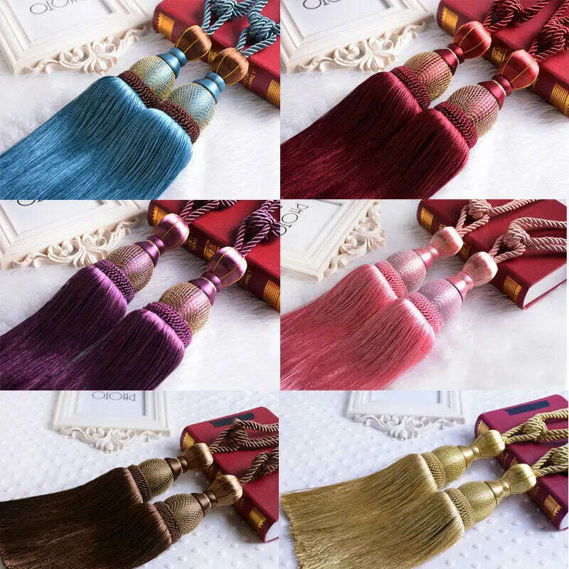 1 Pair Retro Luxury Large Curtain Tie Backs Holdbacks Tassel Curtain Rope Tiebacks Home Curtain Decoration Accessories - KIMLUD