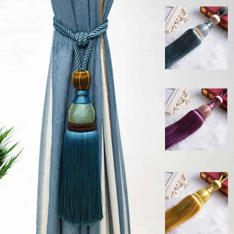 KIMLUD, 1 Pair Retro Luxury Large Curtain Tie Backs Holdbacks Tassel Curtain Rope Tiebacks Home Curtain Decoration Accessories, KIMLUD Womens Clothes