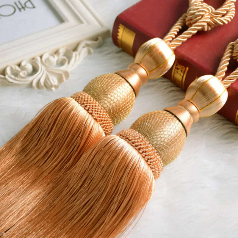 1 Pair Retro Luxury Large Curtain Tie Backs Holdbacks Tassel Curtain Rope Tiebacks Home Curtain Decoration Accessories - KIMLUD