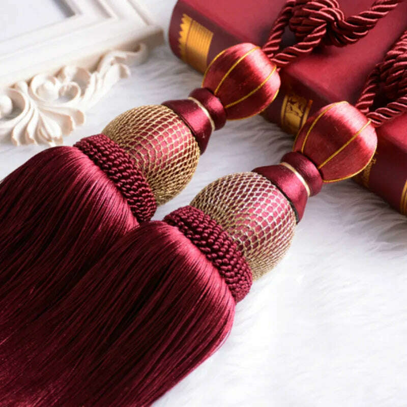 1 Pair Retro Luxury Large Curtain Tie Backs Holdbacks Tassel Curtain Rope Tiebacks Home Curtain Decoration Accessories - KIMLUD