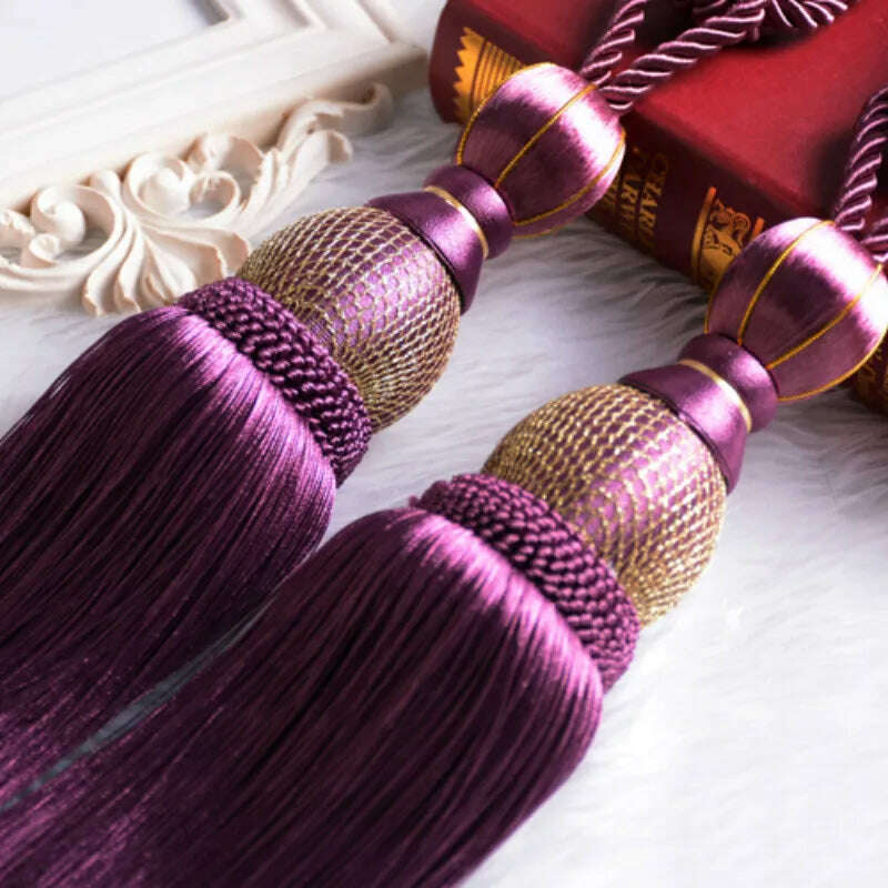 1 Pair Retro Luxury Large Curtain Tie Backs Holdbacks Tassel Curtain Rope Tiebacks Home Curtain Decoration Accessories - KIMLUD