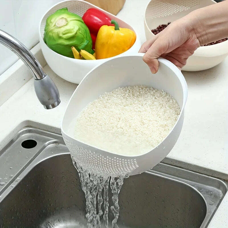 1 Piece of Rice Drainage Basket Rice Filter Fruit and Vegetable Drainage Sieve Kitchen Supplies Small Tools Multi-purpose - KIMLUD