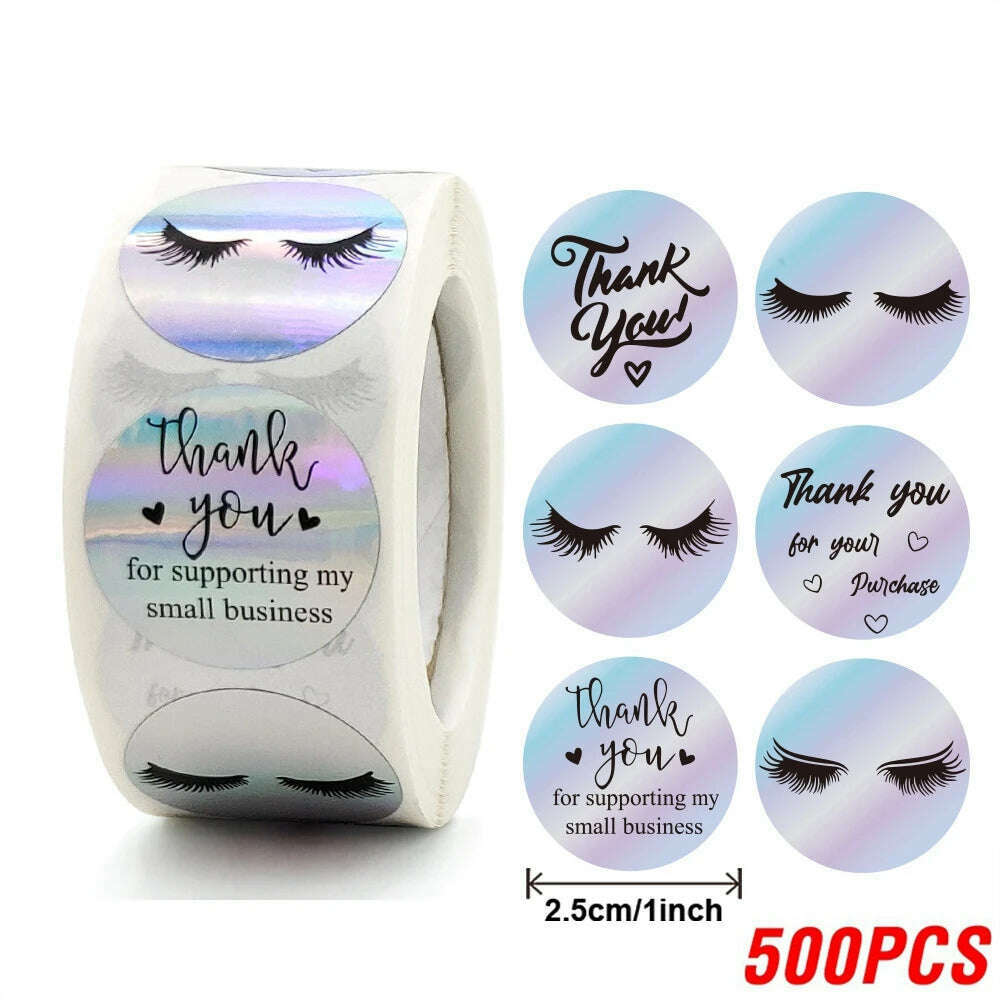 100-500pcs Rainbow Laser Thank You Stickers 1inch Small Business Stickers Adhesive Labels for Boutiques Wrapping Supplies - KIMLUD