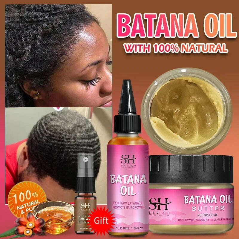 KIMLUD, 100% Batana Hair Fast Growth Oil Set African Crazy Traction Alopecia Batana Hair Mask chebe oil Hair Regrowth Treatment Sevich, KIMLUD Womens Clothes