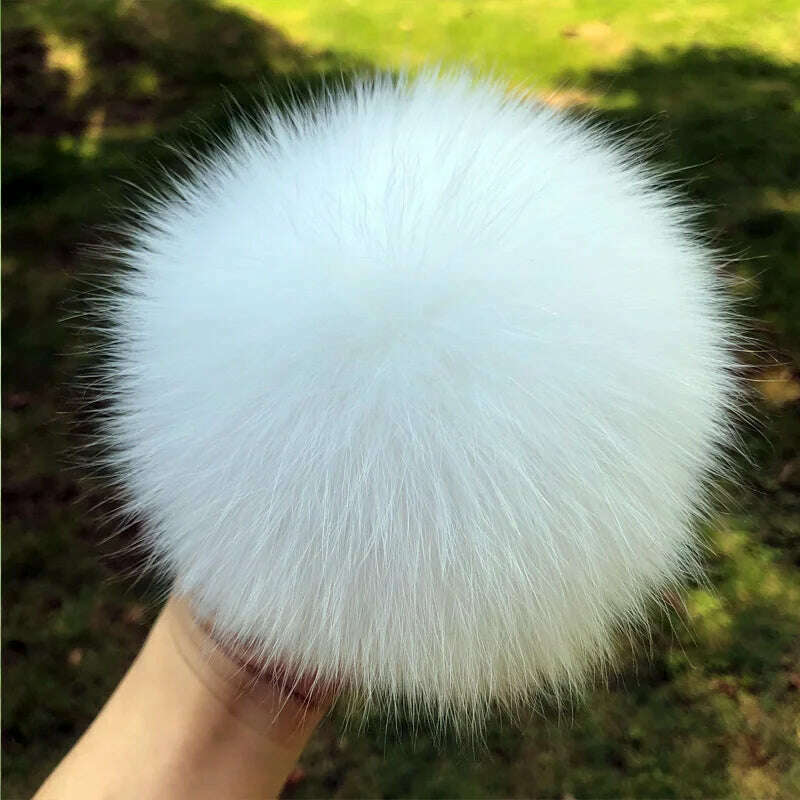 KIMLUD, 100% natural fox fur pompom raccoon fur pom  pom for hat beanies DIY Fur Pompon For Caps Bags Scarf Accessories, fox white, KIMLUD APPAREL - Womens Clothes