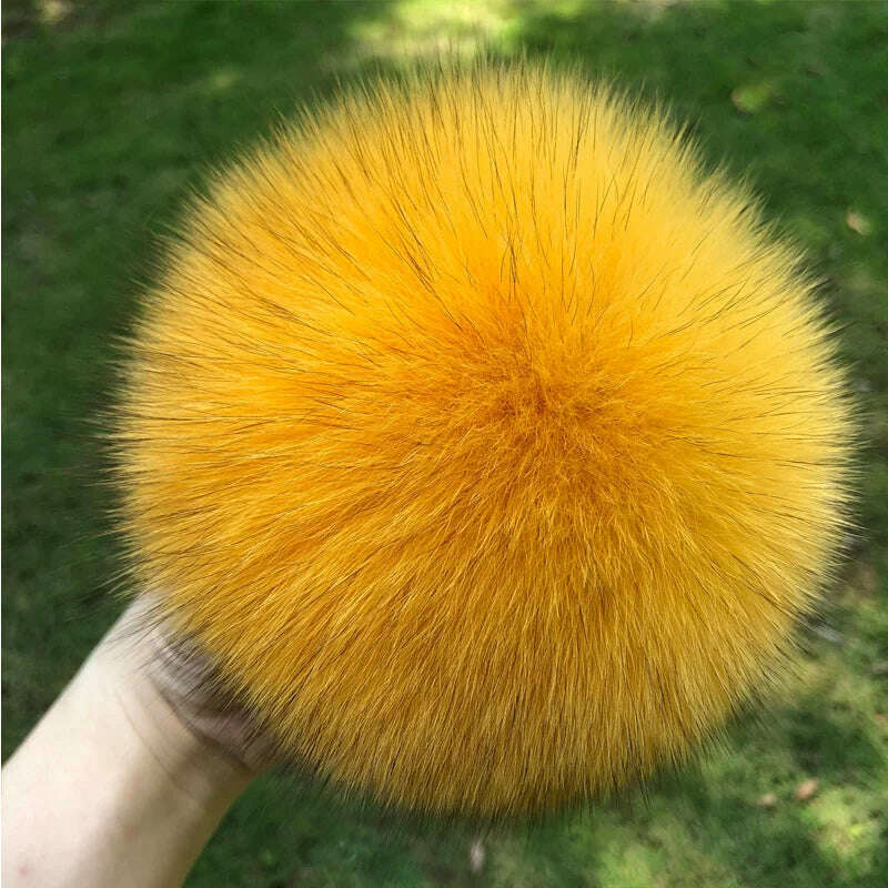 KIMLUD, 100% natural fox fur pompom raccoon fur pom  pom for hat beanies DIY Fur Pompon For Caps Bags Scarf Accessories, fox yellow, KIMLUD APPAREL - Womens Clothes