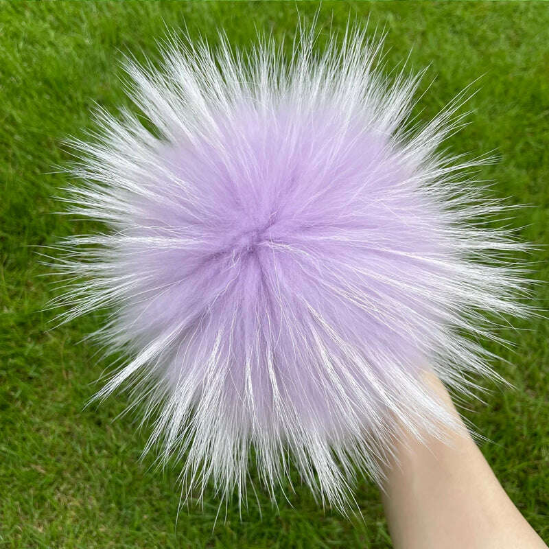 KIMLUD, 100% natural fox fur pompom raccoon fur pom  pom for hat beanies DIY Fur Pompon For Caps Bags Scarf Accessories, raccoon Lavender, KIMLUD APPAREL - Womens Clothes