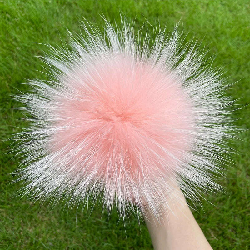 KIMLUD, 100% natural fox fur pompom raccoon fur pom  pom for hat beanies DIY Fur Pompon For Caps Bags Scarf Accessories, raccoon light pink, KIMLUD APPAREL - Womens Clothes