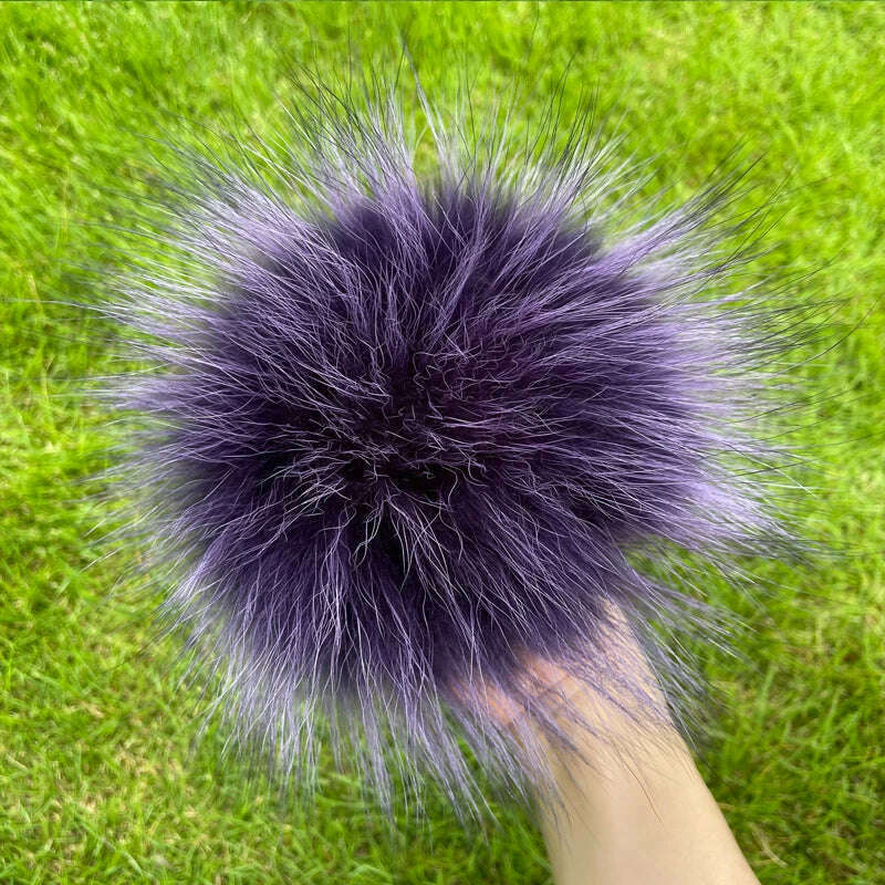 KIMLUD, 100% natural fox fur pompom raccoon fur pom  pom for hat beanies DIY Fur Pompon For Caps Bags Scarf Accessories, raccoon purple, KIMLUD APPAREL - Womens Clothes