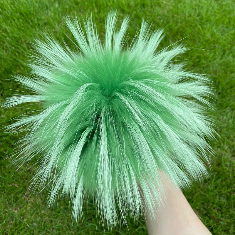 KIMLUD, 100% natural fox fur pompom raccoon fur pom  pom for hat beanies DIY Fur Pompon For Caps Bags Scarf Accessories, raccoon grass green, KIMLUD APPAREL - Womens Clothes