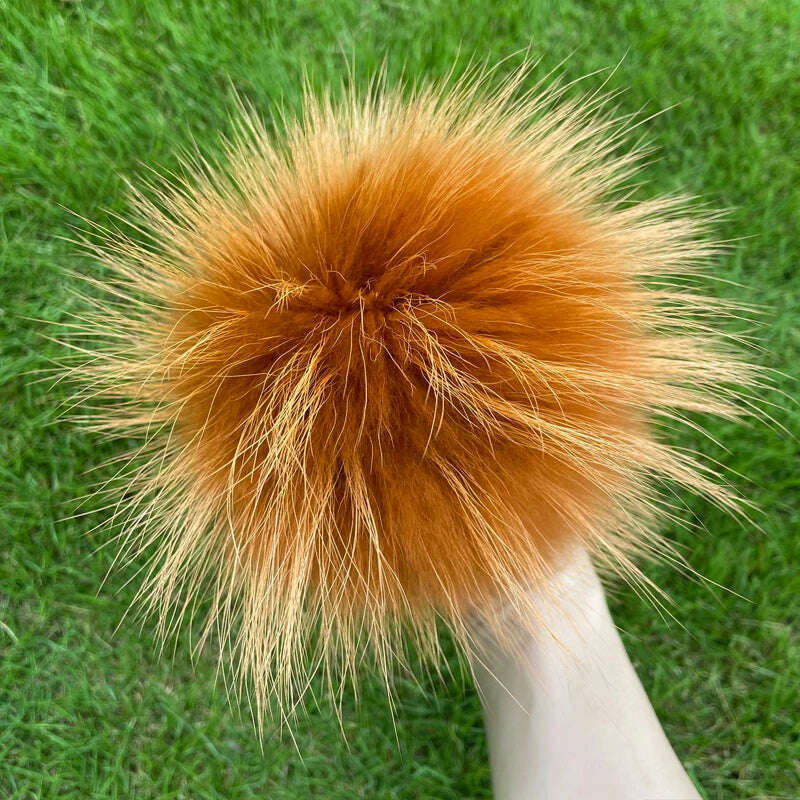 KIMLUD, 100% natural fox fur pompom raccoon fur pom  pom for hat beanies DIY Fur Pompon For Caps Bags Scarf Accessories, raccoon light coffee, KIMLUD APPAREL - Womens Clothes