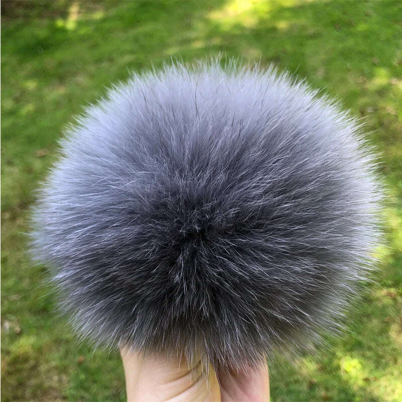 KIMLUD, 100% natural fox fur pompom raccoon fur pom  pom for hat beanies DIY Fur Pompon For Caps Bags Scarf Accessories, fox gray, KIMLUD APPAREL - Womens Clothes