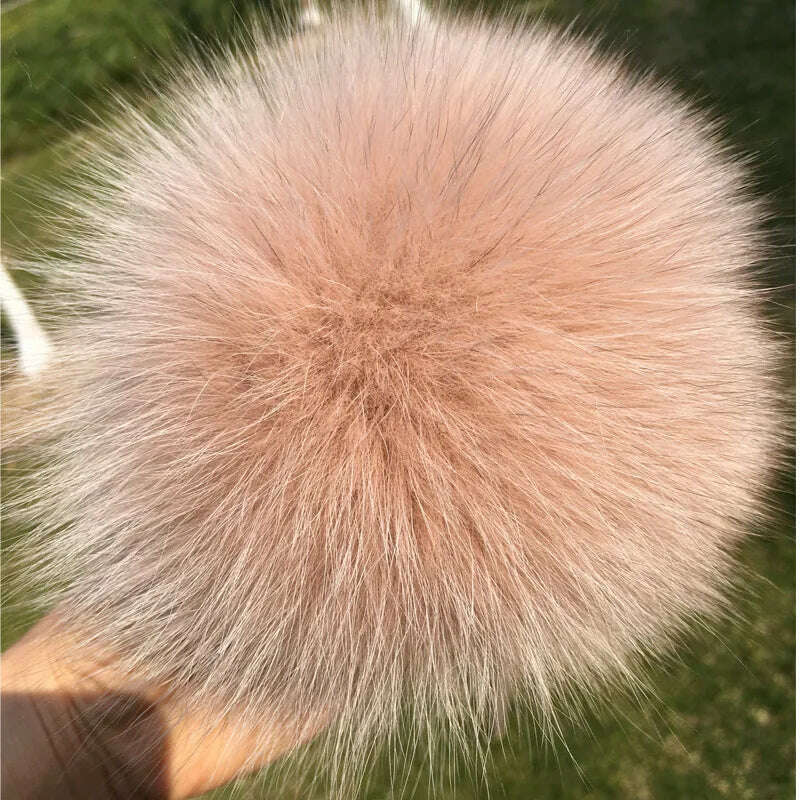 KIMLUD, 100% natural fox fur pompom raccoon fur pom  pom for hat beanies DIY Fur Pompon For Caps Bags Scarf Accessories, fox pink x, KIMLUD APPAREL - Womens Clothes