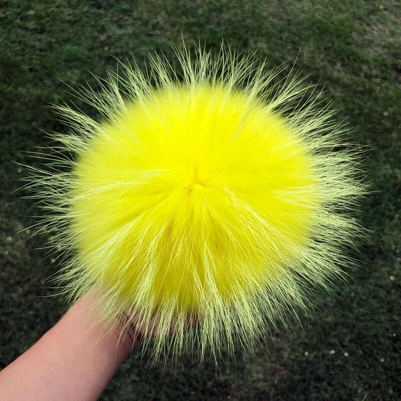 KIMLUD, 100% natural fox fur pompom raccoon fur pom  pom for hat beanies DIY Fur Pompon For Caps Bags Scarf Accessories, raccoon light yellow, KIMLUD APPAREL - Womens Clothes