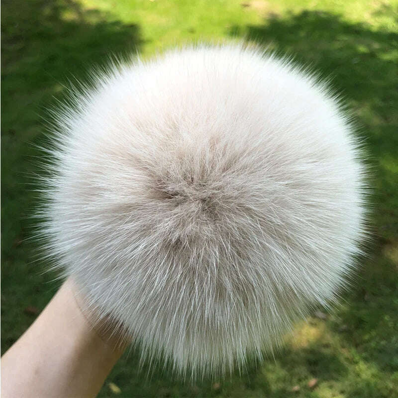 KIMLUD, 100% natural fox fur pompom raccoon fur pom  pom for hat beanies DIY Fur Pompon For Caps Bags Scarf Accessories, fox beige, KIMLUD APPAREL - Womens Clothes