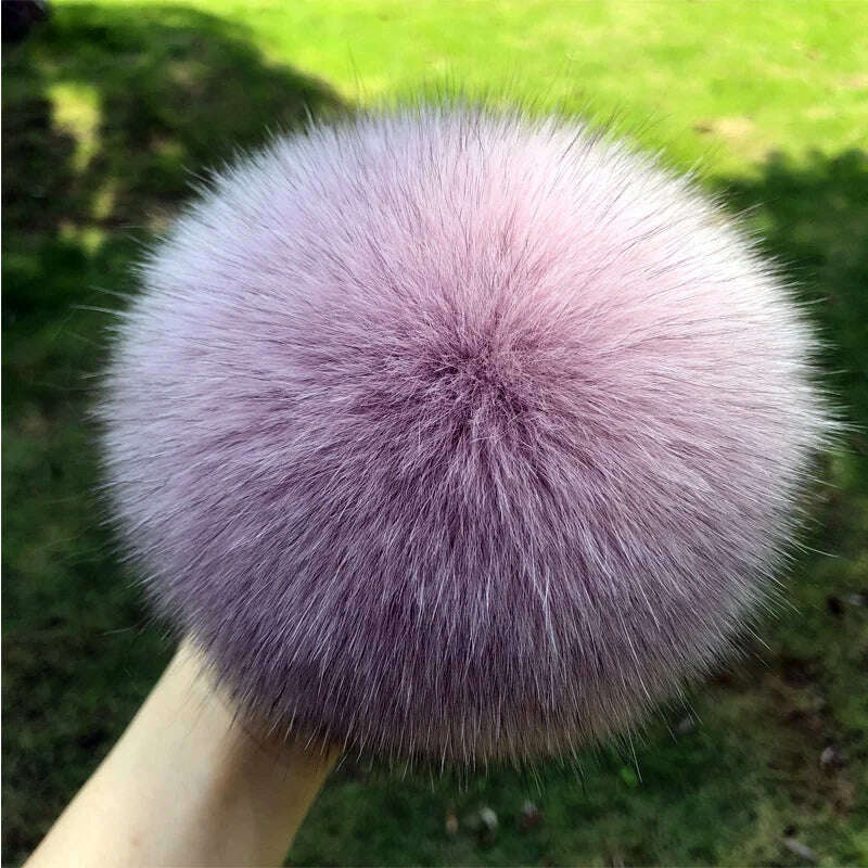 KIMLUD, 100% natural fox fur pompom raccoon fur pom  pom for hat beanies DIY Fur Pompon For Caps Bags Scarf Accessories, fox pink B, KIMLUD APPAREL - Womens Clothes