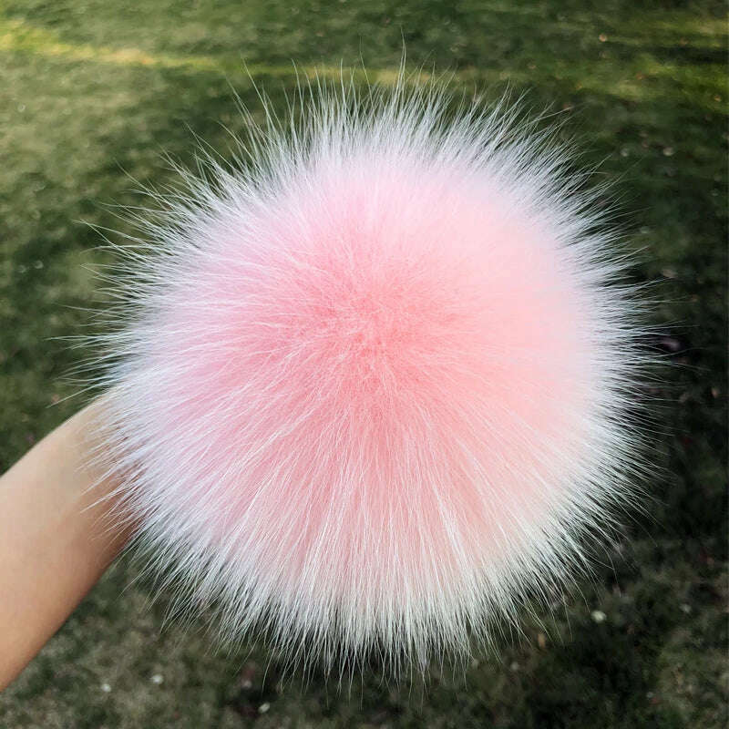 KIMLUD, 100% natural fox fur pompom raccoon fur pom  pom for hat beanies DIY Fur Pompon For Caps Bags Scarf Accessories, fox light pink, KIMLUD APPAREL - Womens Clothes