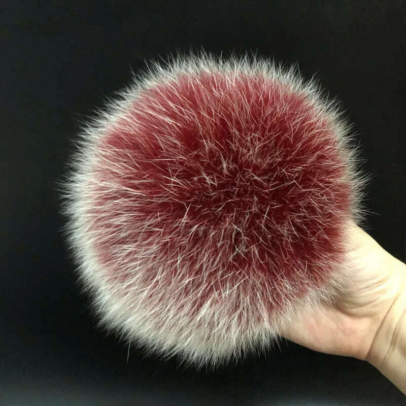 KIMLUD, 100% natural fox fur pompom raccoon fur pom  pom for hat beanies DIY Fur Pompon For Caps Bags Scarf Accessories, fox wine red 2, KIMLUD APPAREL - Womens Clothes