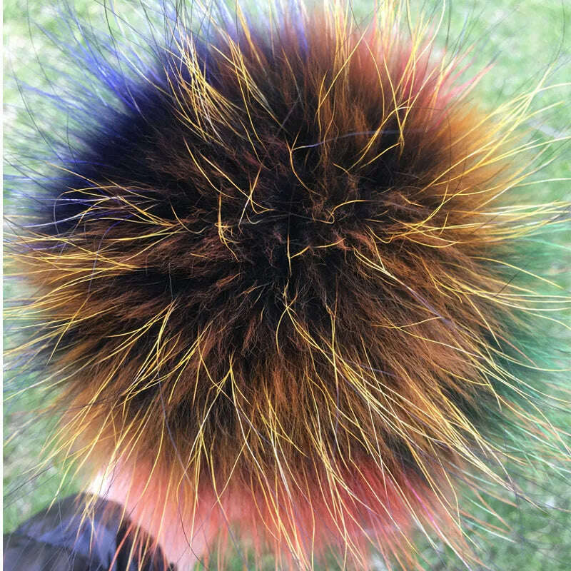 KIMLUD, 100% natural fox fur pompom raccoon fur pom  pom for hat beanies DIY Fur Pompon For Caps Bags Scarf Accessories, colorful, KIMLUD APPAREL - Womens Clothes