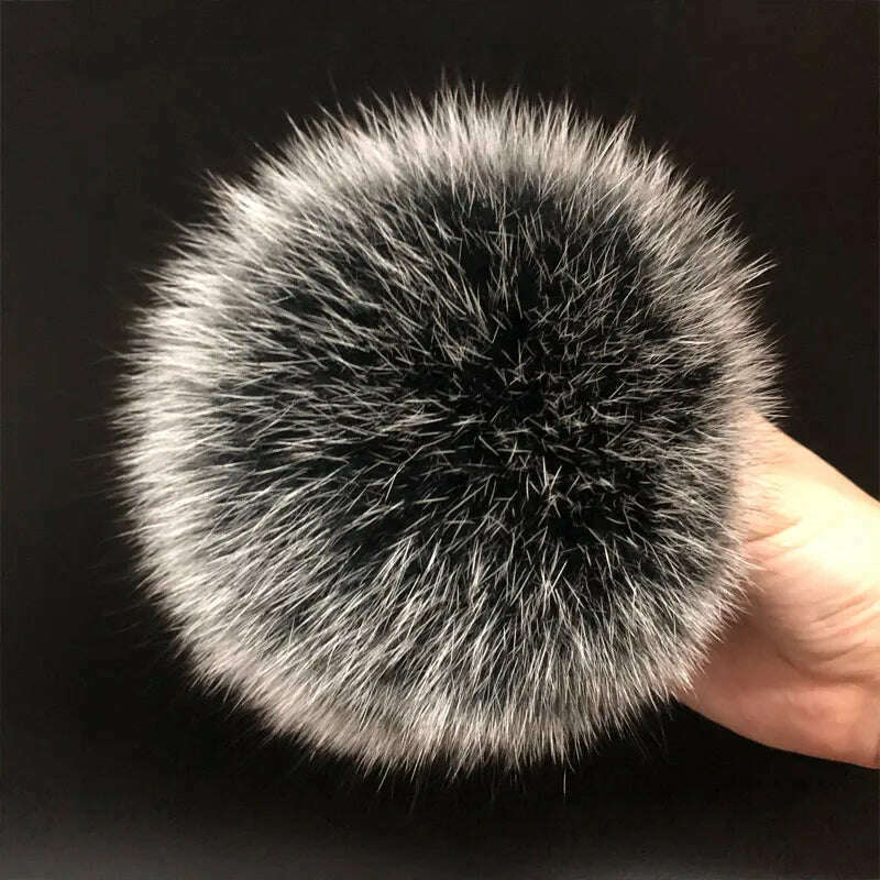 KIMLUD, 100% natural fox fur pompom raccoon fur pom  pom for hat beanies DIY Fur Pompon For Caps Bags Scarf Accessories, fox black 2, KIMLUD APPAREL - Womens Clothes