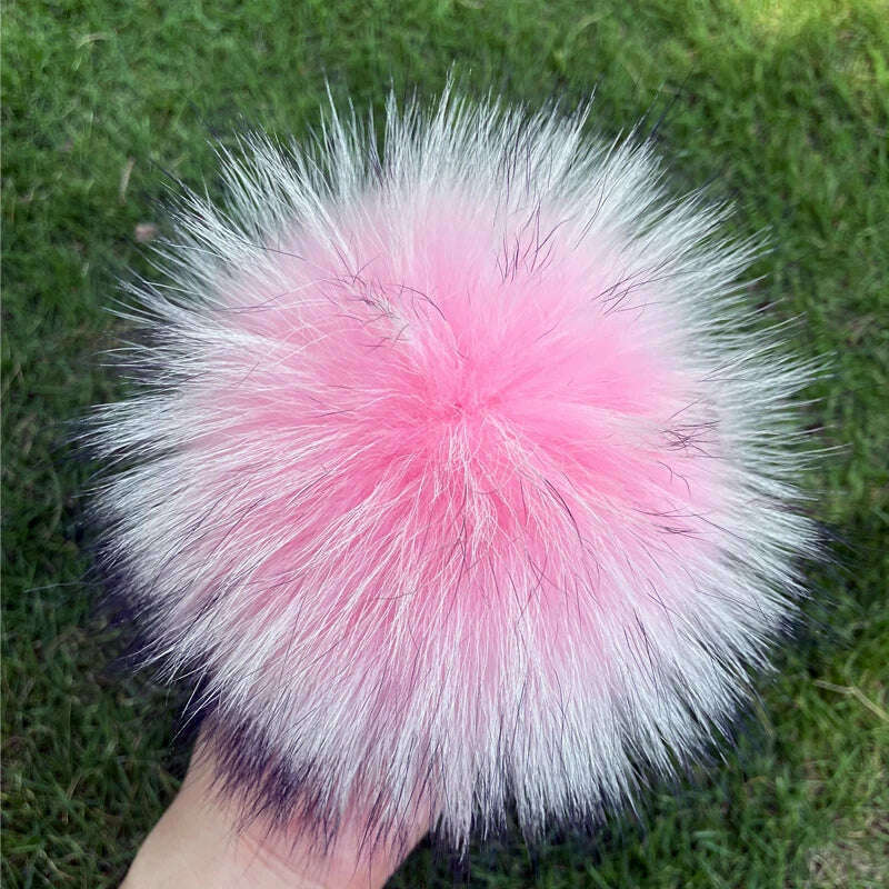 KIMLUD, 100% natural fox fur pompom raccoon fur pom  pom for hat beanies DIY Fur Pompon For Caps Bags Scarf Accessories, raccoon pink, KIMLUD APPAREL - Womens Clothes