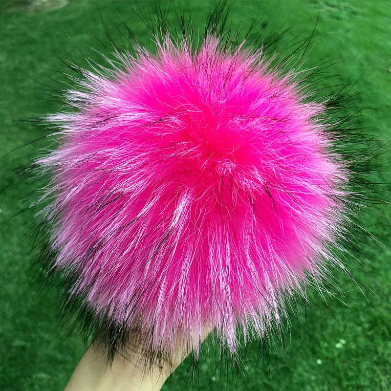 KIMLUD, 100% natural fox fur pompom raccoon fur pom  pom for hat beanies DIY Fur Pompon For Caps Bags Scarf Accessories, raccoon rose, KIMLUD APPAREL - Womens Clothes