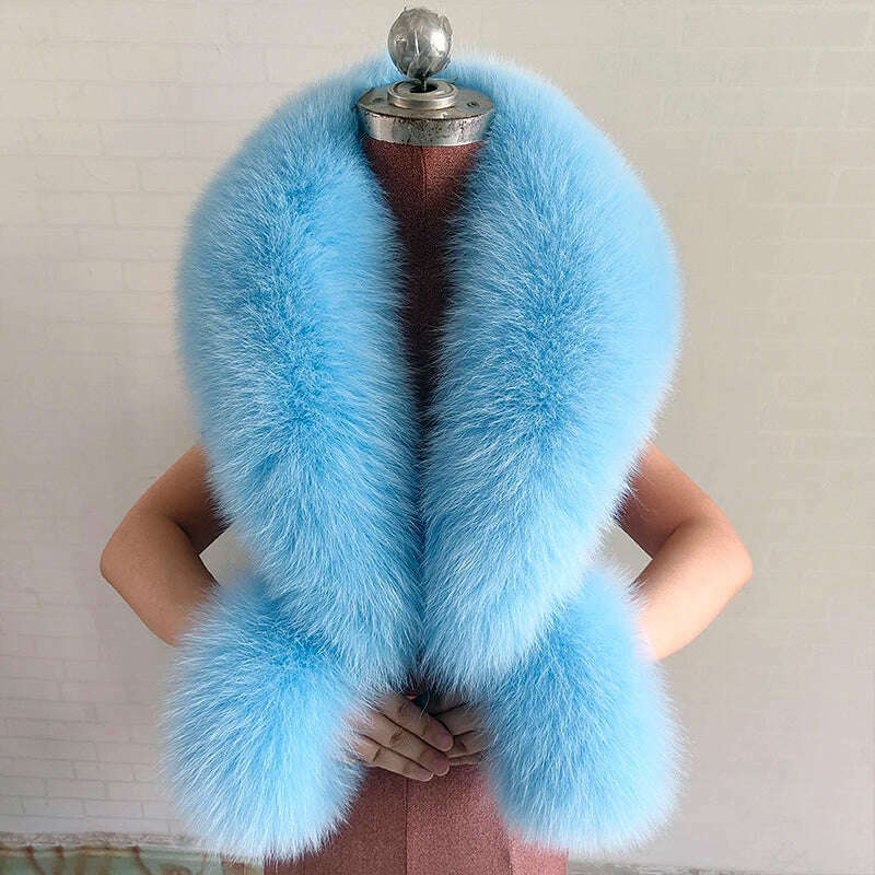 100% Natural Fox Fur Scarf And Cuff Set Women Winter Jacket Fur Collar Authentic Neck Scarves Luxury Fox Fur Warm Neck Warmers - KIMLUD