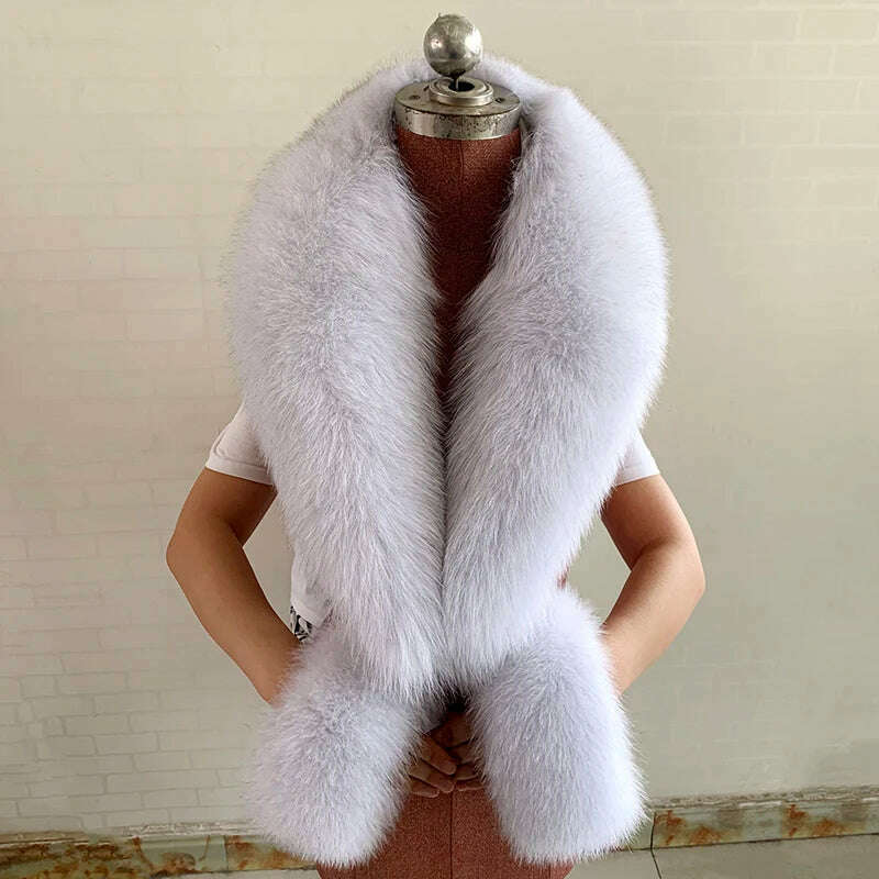 100% Natural Fox Fur Scarf And Cuff Set Women Winter Jacket Fur Collar Authentic Neck Scarves Luxury Fox Fur Warm Neck Warmers - KIMLUD