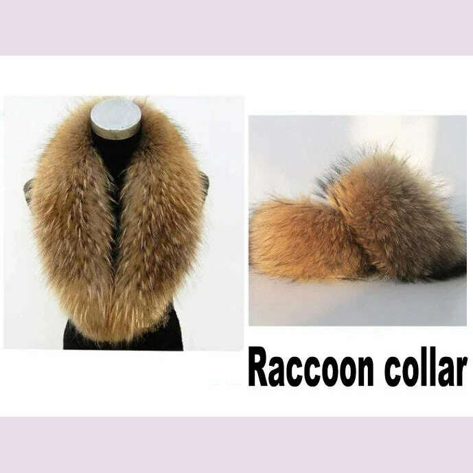 KIMLUD, 100% Natural Fox Fur Scarf And Cuff Set Women Winter Jacket Fur Collar Authentic Neck Scarves Luxury Fox Fur Warm Neck Warmers, Raccoon color / Scarf 120 cuff 13cm, KIMLUD APPAREL - Womens Clothes