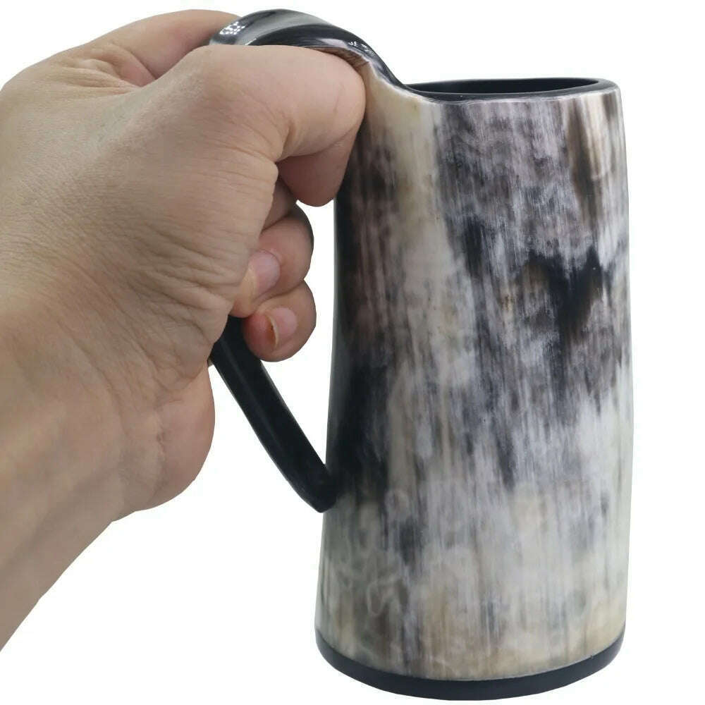 KIMLUD, 100% Natural Hand Made Ox Horn Mug Viking Drinking Mugs Beer Drinking Horn Coffee Mug-Food Grade&One Year Warranty, KIMLUD Womens Clothes