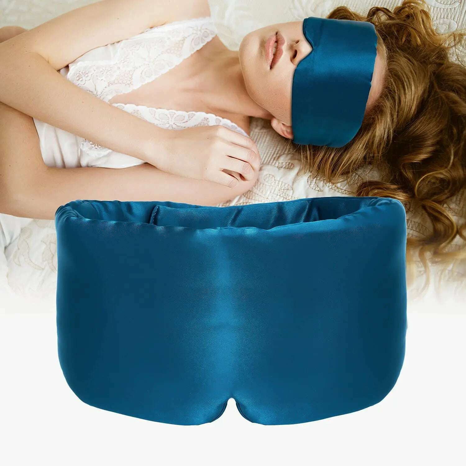 KIMLUD, 100% Natural Mulberry Silk Sleeping Mask Silk Eye Patch Eyeshade Portable Travel Eyepatch Nap Eye Cover Soft Blindfold Smooth, Blue, KIMLUD APPAREL - Womens Clothes