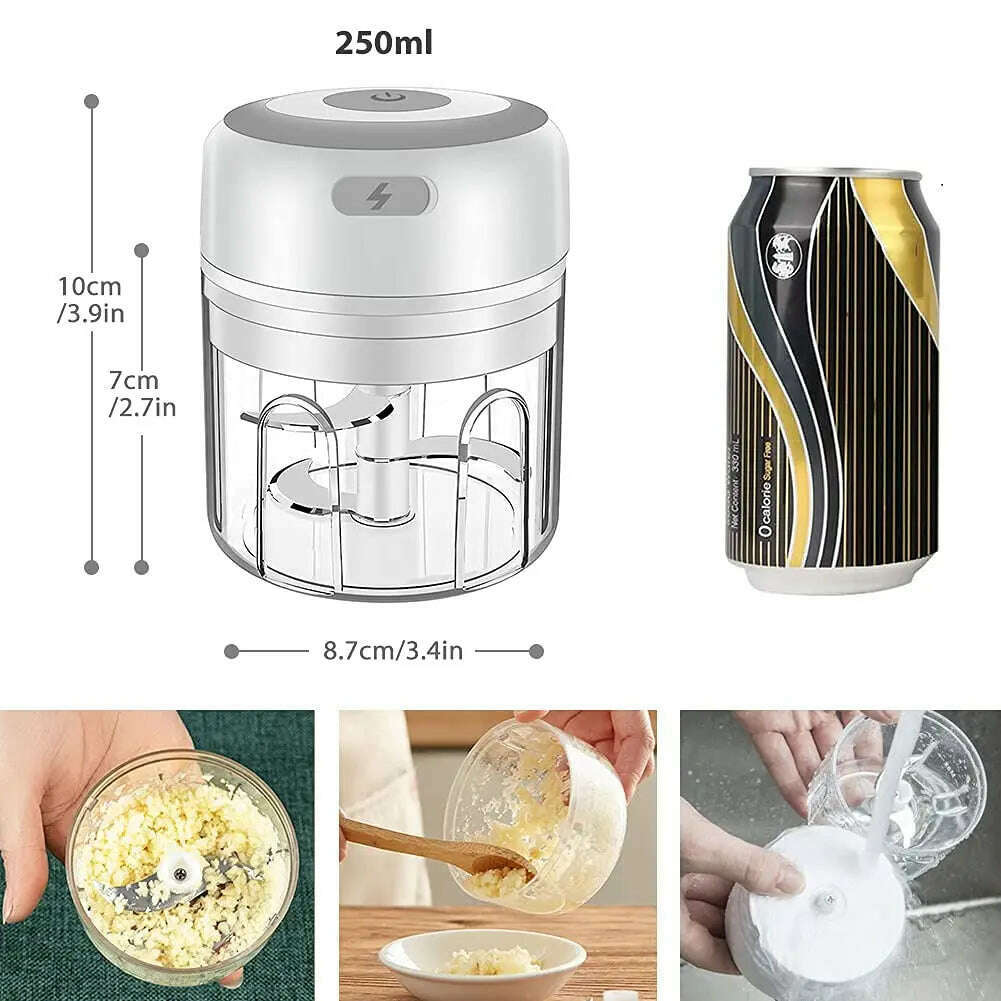 KIMLUD, 100/300mL Mini Electric Garlic Chopper USB Charging Ginger Masher Machine Sturdy Durable Chili Vegetable Crusher Kitchen Tool, KIMLUD Womens Clothes