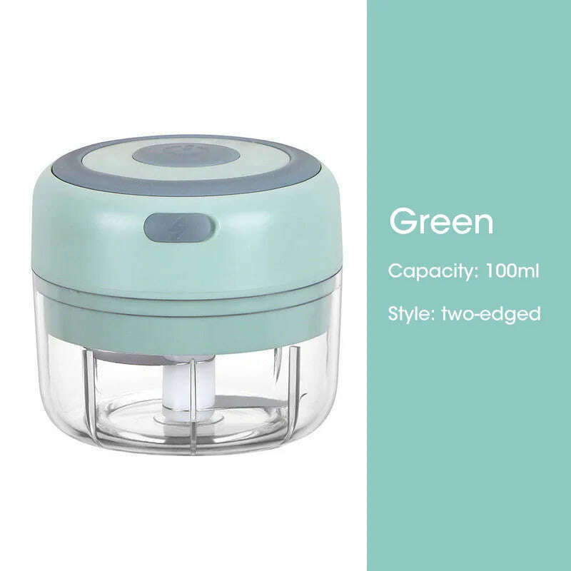 KIMLUD, 100/300mL Mini Electric Garlic Chopper USB Charging Ginger Masher Machine Sturdy Durable Chili Vegetable Crusher Kitchen Tool, 100ml green, KIMLUD APPAREL - Womens Clothes