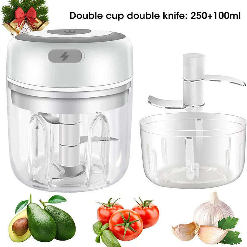 KIMLUD, 100/300mL Mini Electric Garlic Chopper USB Charging Ginger Masher Machine Sturdy Durable Chili Vegetable Crusher Kitchen Tool, Package 10, KIMLUD APPAREL - Womens Clothes