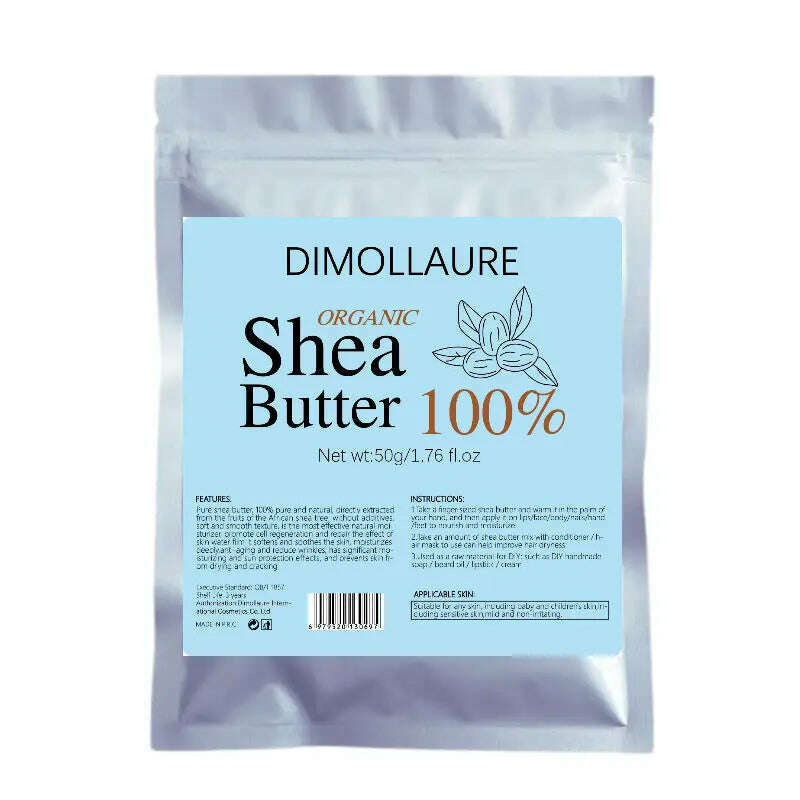 100g Dimollaure Unrefined Natural Shea Butter Organic Skin Care Moisturizing Body Massage Hair Care Essential Oil Carrier Oil - KIMLUD