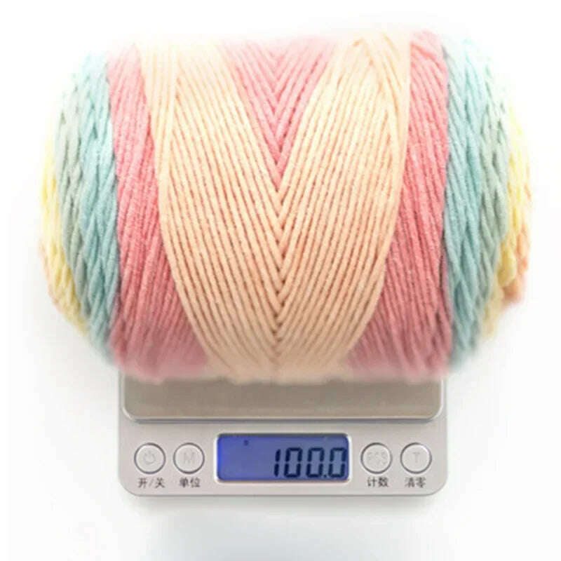 KIMLUD, 100g Rainbow Cotton Yarn Segment dyeing 5 strands of Milk Cotton Yarn DIY Hand knitted Sofa cushion Pillow Yarn 193meters, KIMLUD Womens Clothes