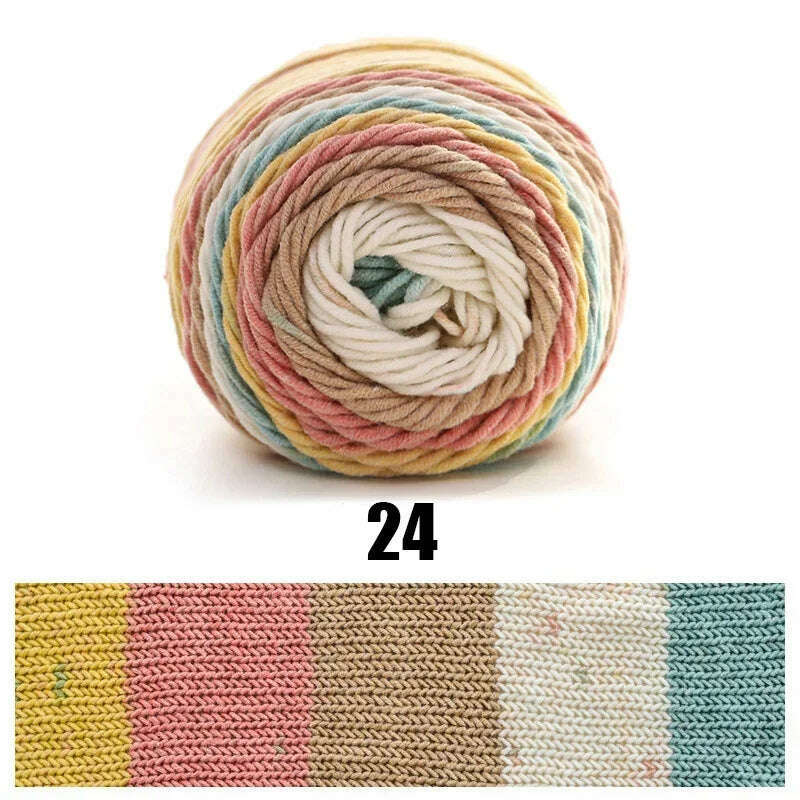 KIMLUD, 100g Rainbow Cotton Yarn Segment dyeing 5 strands of Milk Cotton Yarn DIY Hand knitted Sofa cushion Pillow Yarn 193meters, 1pc 24, KIMLUD APPAREL - Womens Clothes