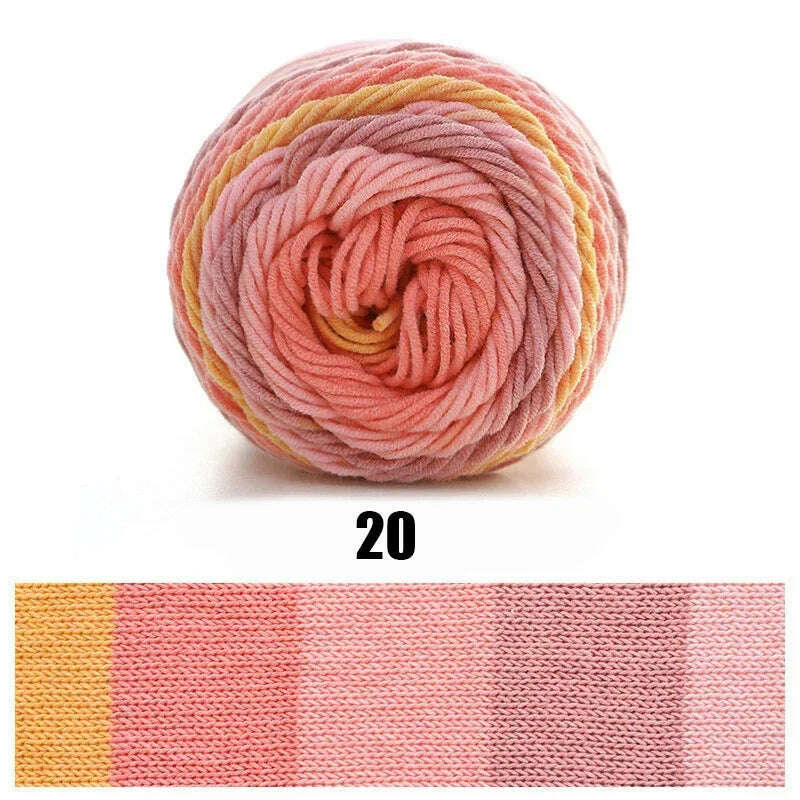 KIMLUD, 100g Rainbow Cotton Yarn Segment dyeing 5 strands of Milk Cotton Yarn DIY Hand knitted Sofa cushion Pillow Yarn 193meters, KIMLUD Womens Clothes