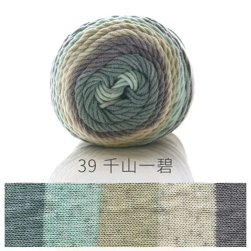 KIMLUD, 100g Rainbow Cotton Yarn Segment dyeing 5 strands of Milk Cotton Yarn DIY Hand knitted Sofa cushion Pillow Yarn 193meters, 1pc 39, KIMLUD APPAREL - Womens Clothes