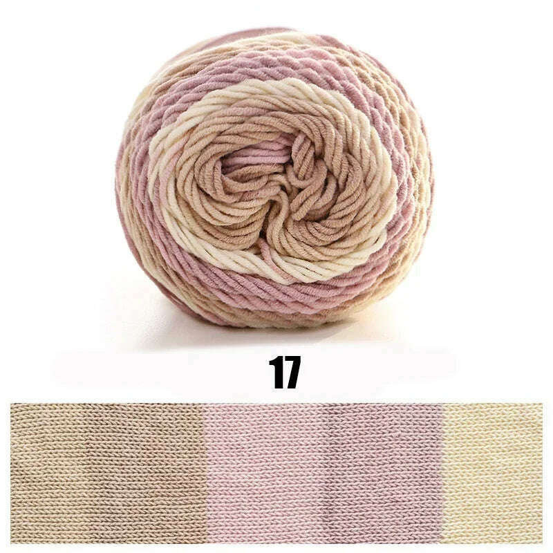 KIMLUD, 100g Rainbow Cotton Yarn Segment dyeing 5 strands of Milk Cotton Yarn DIY Hand knitted Sofa cushion Pillow Yarn 193meters, 1pc 17, KIMLUD APPAREL - Womens Clothes