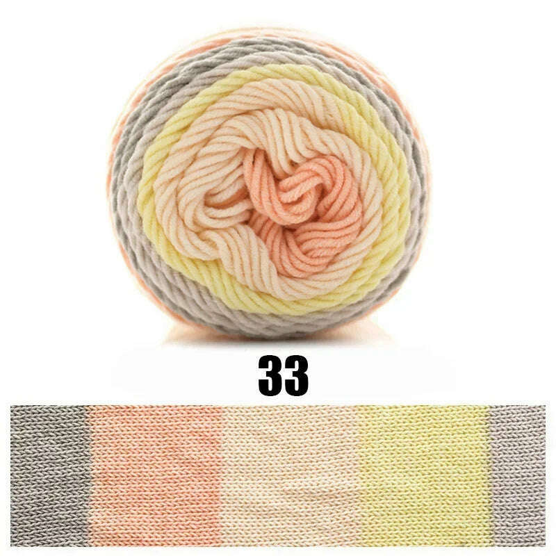 KIMLUD, 100g Rainbow Cotton Yarn Segment dyeing 5 strands of Milk Cotton Yarn DIY Hand knitted Sofa cushion Pillow Yarn 193meters, 1pc 33, KIMLUD APPAREL - Womens Clothes