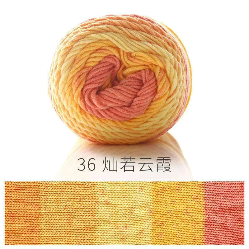 KIMLUD, 100g Rainbow Cotton Yarn Segment dyeing 5 strands of Milk Cotton Yarn DIY Hand knitted Sofa cushion Pillow Yarn 193meters, 1pc 36, KIMLUD APPAREL - Womens Clothes