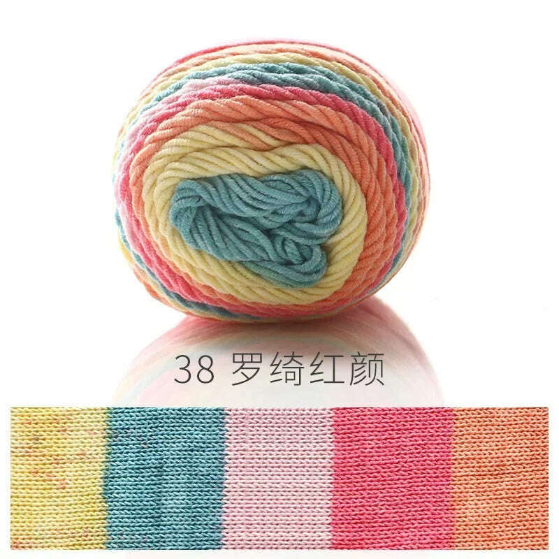 KIMLUD, 100g Rainbow Cotton Yarn Segment dyeing 5 strands of Milk Cotton Yarn DIY Hand knitted Sofa cushion Pillow Yarn 193meters, 1pc 38, KIMLUD APPAREL - Womens Clothes